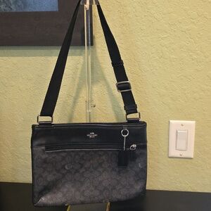 Coach Black and Charcoal Signature Crossbody Or Shoulder Bag